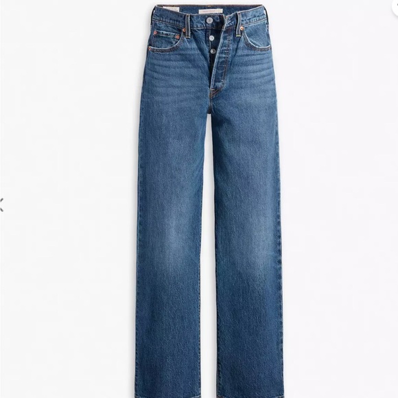 Levi's Ribcage Straight Blue Jeans - Picture 3 of 12